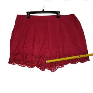 Torrid Boho Red Lace Trim High Waist Shorts